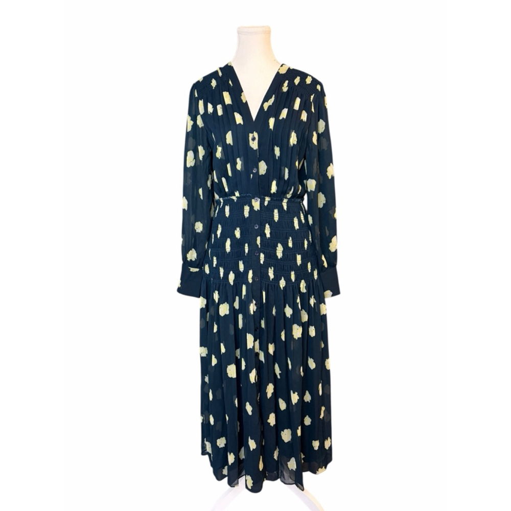 JASON WU Collection x Rent The Runway Smocked Chiffon Midi Dress S/M NWT Blue